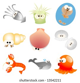 Glossy sea creature icons - Part 2 (vector)