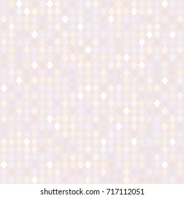 Glossy seamless pattern of glittering lozenges with a tints of pearl. Grainy effect of a chaotic matrix pixels. Luxury texture for decorating of wedding, Christmas, Valentine gifts, jewel packages.