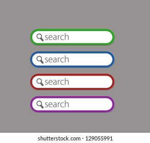 glossy search icon, three color isolated on white background