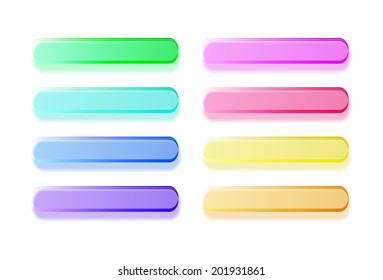 Glossy semi-transparent bars buttons. Set of different colors