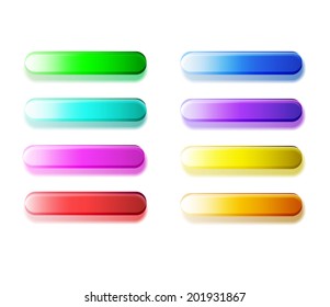 Glossy semi-transparent bars  buttons. Set of different colors