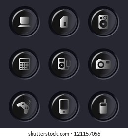 glossy set of electronic device icons