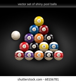 glossy set of pool balls. Vector illustration