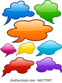 Glossy set of vector shiny glass speech bubbles.