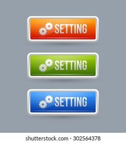 Glossy setting buttons isolated on grey background