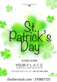 Glossy Shamrock Leaves decorated Pamphlet, Banner or Flyer design for Happy St. Patrick's Day celebration.