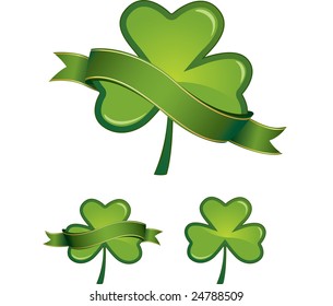 Glossy shamrocks with banners