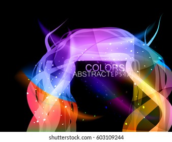 Glossy shape colors scene vector abstract on a black background