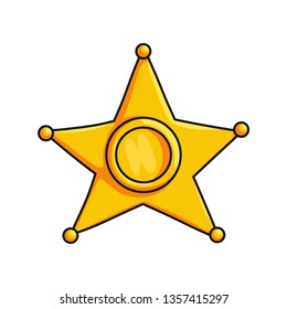 Glossy sheriffs badge wild west symbol isolated on white background