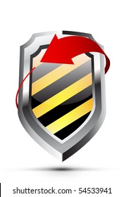 Glossy shield emblem with arrow