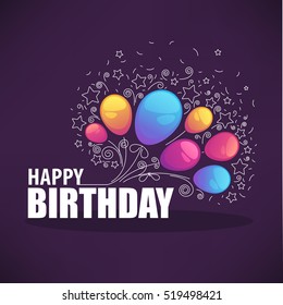 glossy and shine birthday card vector template,with balloon images and happy birthday lettering composition