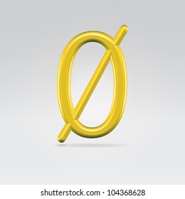 Glossy shining zero jn the light blue studio hanging in space, symbol of zero debts