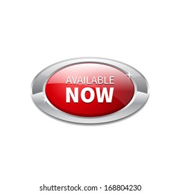 Glossy Shiny Available Now vector Button Icon