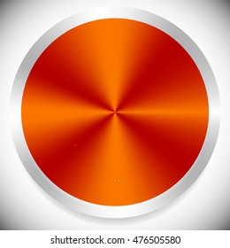 Glossy, shiny badge, button background with conical gradient. Metallic reflective surface