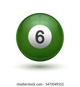 Glossy shiny ball with number for billiard snooker pool games.