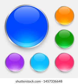 glossy shiny buttons set in many colors
