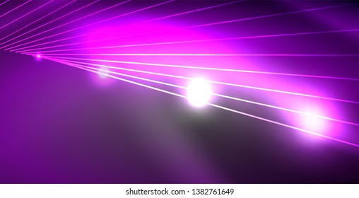 Glossy shiny glowing neon waves, magic space concept template