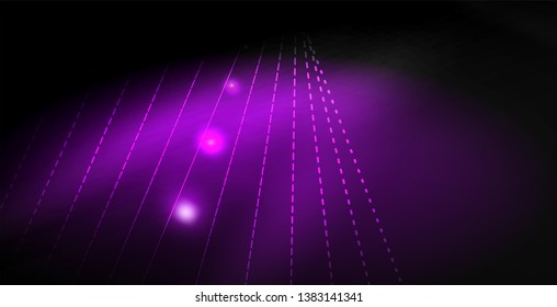 Glossy shiny glowing neon waves, magic space concept template