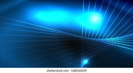 Glossy shiny glowing neon waves, magic space concept template