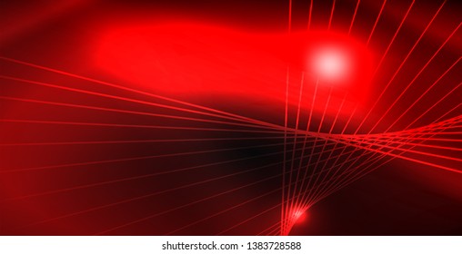 Glossy shiny glowing neon waves, magic space concept template