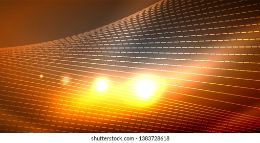 Glossy shiny glowing neon waves, magic space concept template