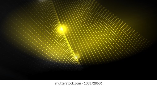 Glossy shiny glowing neon waves, magic space concept template