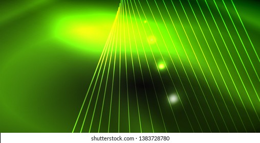Glossy shiny glowing neon waves, magic space concept template
