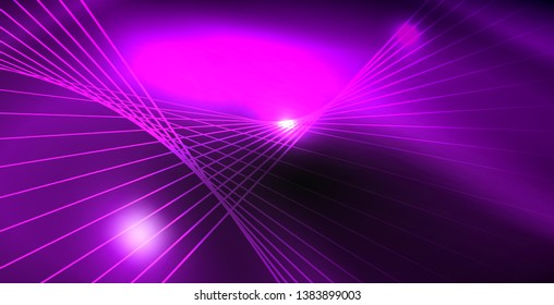 Glossy shiny glowing neon waves, magic space concept template