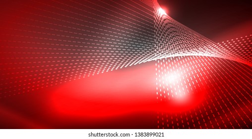 Glossy shiny glowing neon waves, magic space concept template