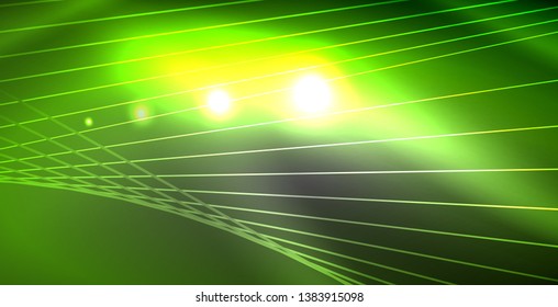 Glossy shiny glowing neon waves, magic space concept template