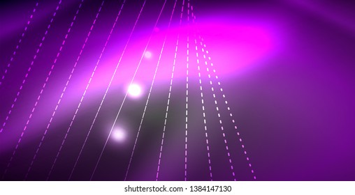 Glossy shiny glowing neon waves, magic space concept template