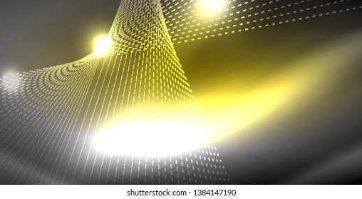 Glossy shiny glowing neon waves, magic space concept template
