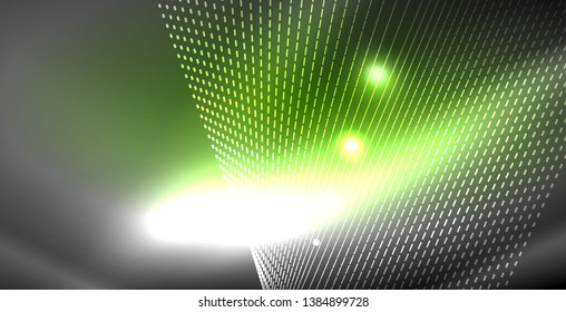 Glossy shiny glowing neon waves, magic space concept template