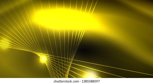 Glossy shiny glowing neon waves, magic space concept template