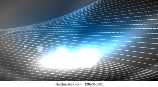 Glossy shiny glowing neon waves, magic space concept template