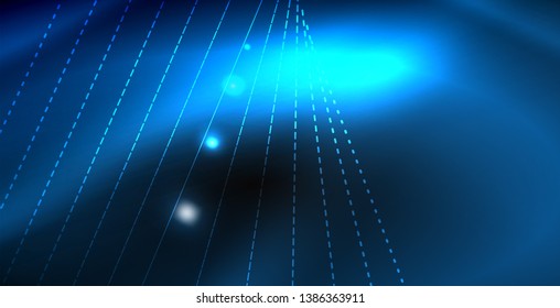 Glossy shiny glowing neon waves, magic space concept template