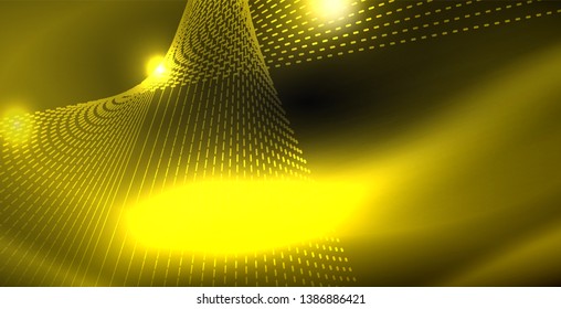 Glossy shiny glowing neon waves, magic space concept template