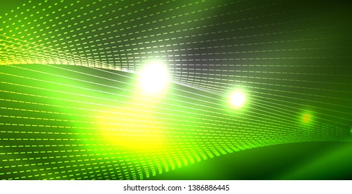 Glossy shiny glowing neon waves, magic space concept template