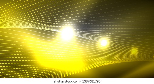 Glossy shiny glowing neon waves, magic space concept template