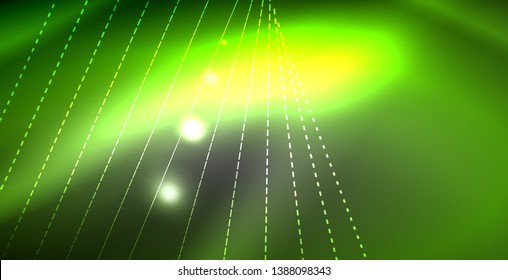 Glossy shiny glowing neon waves, magic space concept template