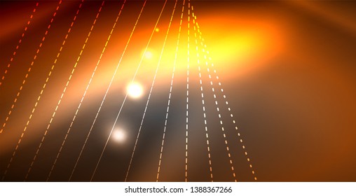 Olas brillantes de neón brillante brillante brillante, plantilla de concepto de espacio mágico
