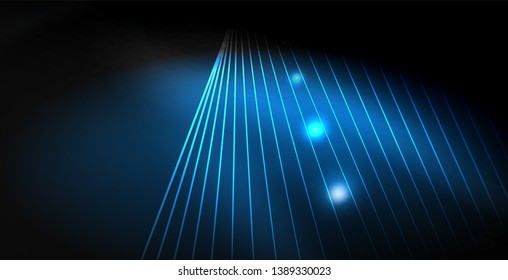 Glossy shiny glowing neon waves, magic space concept template