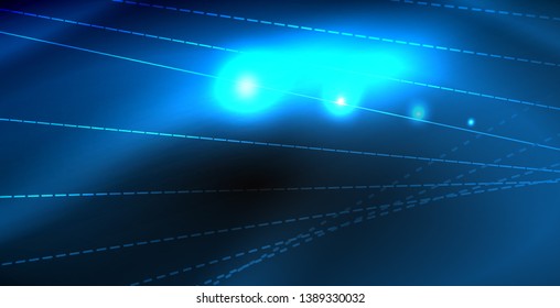Glossy shiny glowing neon waves, magic space concept template
