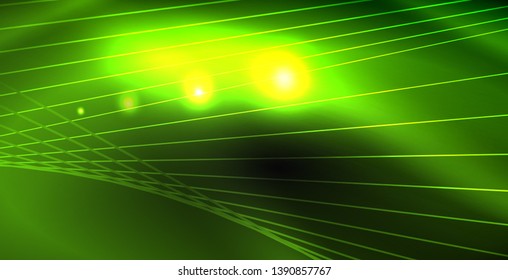 Glossy shiny glowing neon waves, magic space concept template
