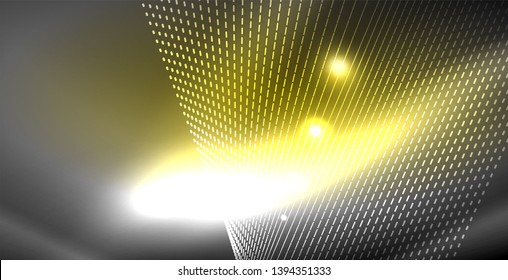 Glossy shiny glowing neon waves, magic space concept template