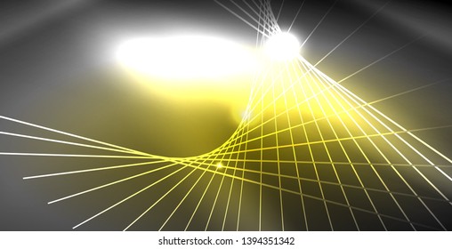 Glossy shiny glowing neon waves, magic space concept template