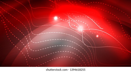 Glossy shiny glowing neon waves, magic space concept template