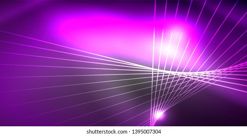 Glossy shiny glowing neon waves, magic space concept template