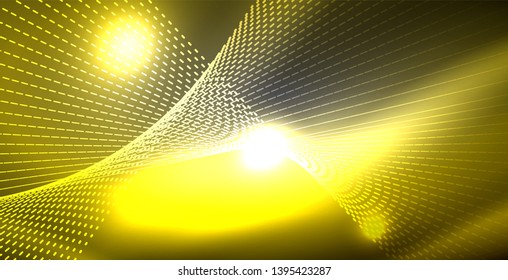Glossy shiny glowing neon waves, magic space concept template