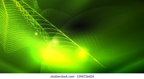 Glossy shiny glowing neon waves, magic space concept template